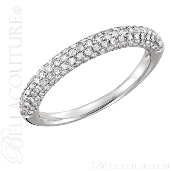 (NEW) BELLA COUTURE ERA Fine Gorgeous Micro Pave' Diamond 14K White Gold Ring Band (3/8 CT. TW.)