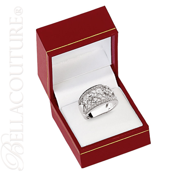 (NEW) BELLA COUTURE CAMI Fine Gorgeous Diamond 14K White Gold Scrolling Open Filigree Delicate Floral Ring Band (3/4 CT. TW.)