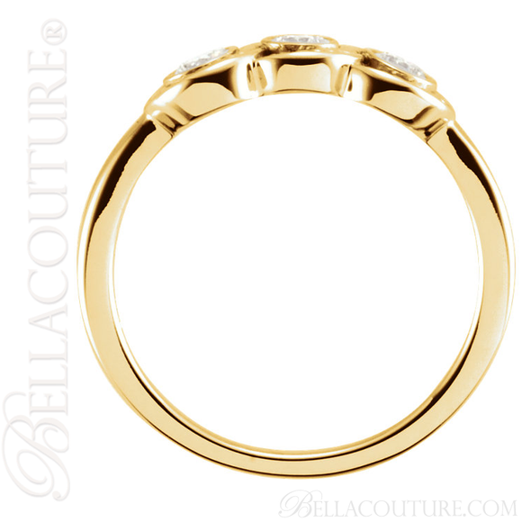 (NEW) BELLA COUTURE Fine Elegant Three Stone Diamond 14K Yellow Gold Ring Band (1/3 CT. TW.)