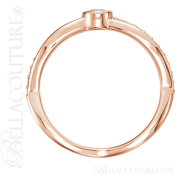 (NEW) BELLA COUTURE BALIENNA Fine Diamond Bezel Set 14K Rose Gold Ring Band (1/3 CT. TW.)