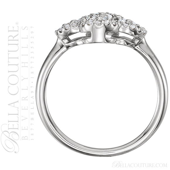 (NEW) BELLA COUTURE ETRUSCAN Fine Gorgeous Diamond White Gold Quatrefoil Clover Ring (1/2 CT. TW.)