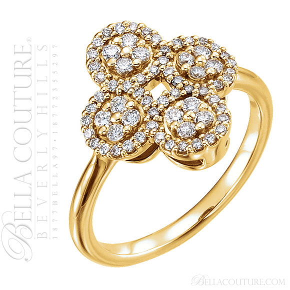 (NEW) BELLA COUTURE ETRUSCAN Fine Gorgeous Diamond White Gold Quatrefoil Clover Ring (1/2 CT. TW.)