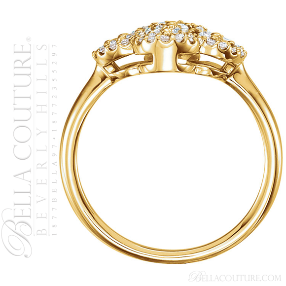 (NEW) BELLA COUTURE ETRUSCAN Fine Gorgeous Diamond Yellow Gold Quatrefoil Clover Ring (1/2 CT. TW.)