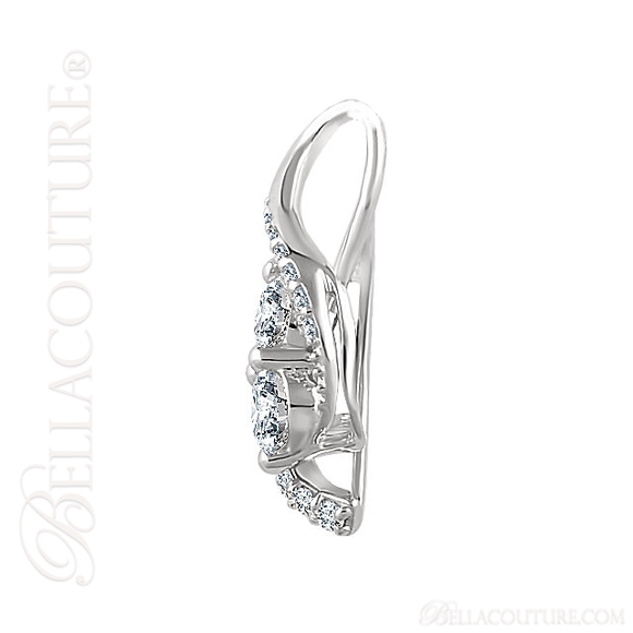(NEW) BELLA COUTURE FEDORA Pave Two Diamond 14K White Gold Pendant Necklace (18" Inches) (1CT T.W.)