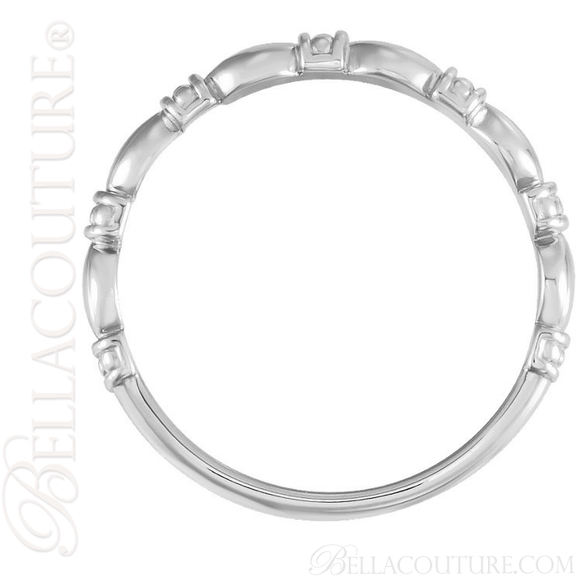 \(NEW) BELLA COUTURE FINE ETRUSCAN BEADED SCALLOPED EDGE 14K WHITE GOLD RING