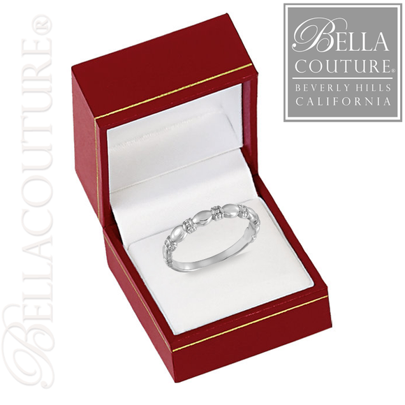 \(NEW) BELLA COUTURE FINE ETRUSCAN BEADED SCALLOPED EDGE 14K WHITE GOLD RING