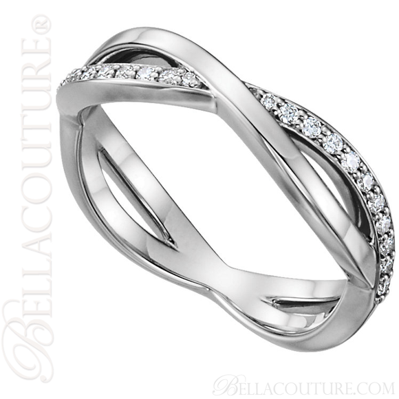 (NEW) BELLA COUTURE BALIENNA Fine Gorgeous Diamond White Gold Open Woven Eternity Ring (1/5 CT. TW.)