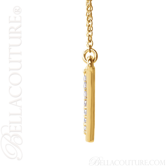 (NEW) BELLA COUTURE DALANI Pave Diamond 14K Yellow Gold Triangle Arrow Pendant Necklace (16.5" Inches) (1/5CT T.W.)