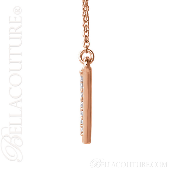 (NEW) BELLA COUTURE DALANI Pave Diamond 14K Rose Gold Triangle Arrow Pendant Necklace (16.5" Inches) (1/5CT T.W.)