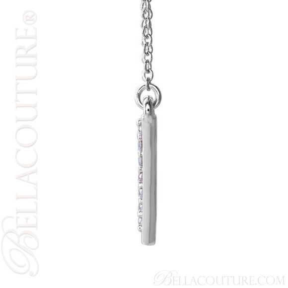 (NEW) BELLA COUTURE DALANI Pave Diamond 14K White Gold Triangle Arrow Pendant Necklace (16.5" Inches) (1/5CT T.W.)