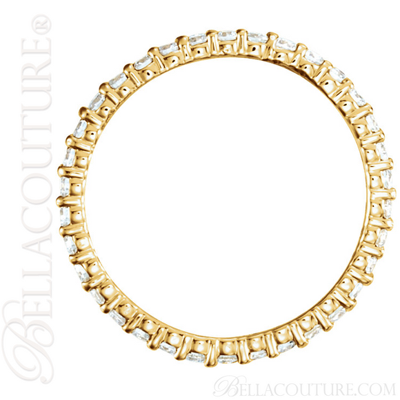 (NEW) BELLA COUTURE La NORA Fine Diamond Prong Set 14K Yellow Gold Eternity Ring Band (1 CT.  TW.)