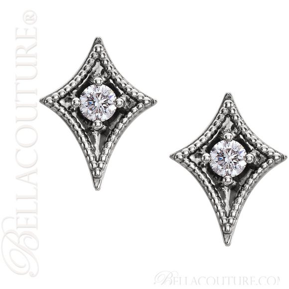 (NEW) BELLA COUTURE La VITA Demure Milgrain Diamond PLATINUM™ Stud Earrings