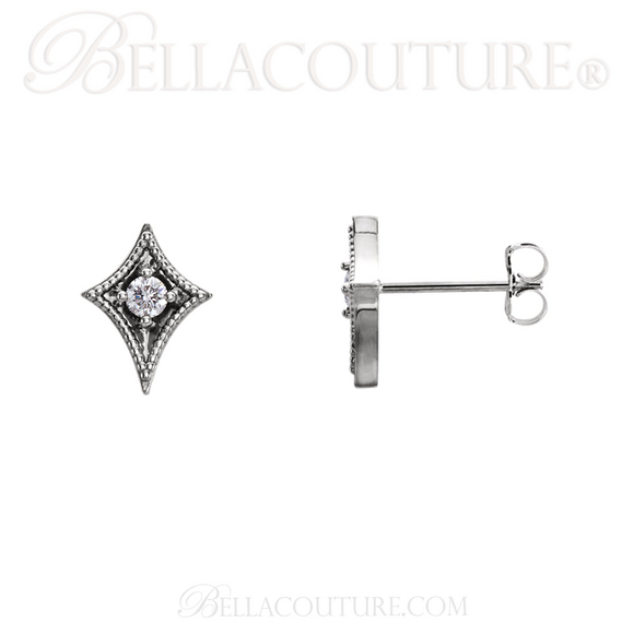 (NEW) BELLA COUTURE La VITA Demure Milgrain Diamond PLATINUM™ Stud Earrings