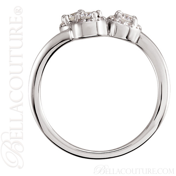 (NEW) BELLA COUTURE Fine 3 Stone HALO Diamond 14K White Gold Eternity Ring Band (3/8 CT. TW.)