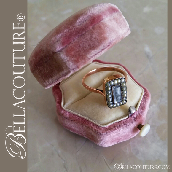SOLD! (ANTIQUE) Rare Gorgeous Georgian Victorian Natural Freshwater Pearl Rock Crystal Window Mourning Hair Locket Ring c.1714 -1838 One of a Kind Fine Jewelry