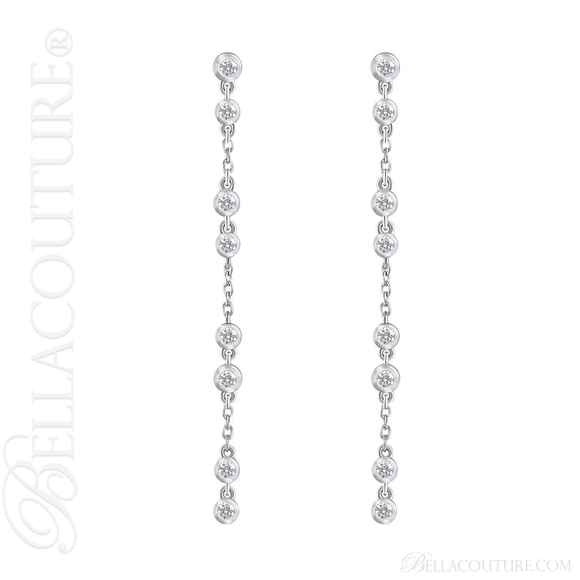 (NEW) BELLA COUTURE® WAVERLY Diamond 14K Rose Gold Chain Dangle Drop Chandelier Earrings