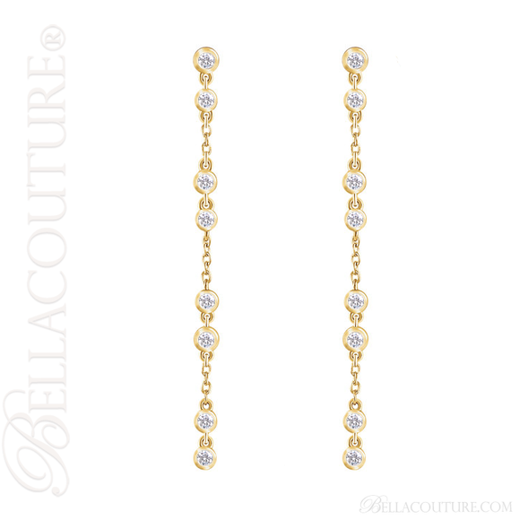 (NEW) BELLA COUTURE® WAVERLY Diamond 14K Rose Gold Chain Dangle Drop Chandelier Earrings