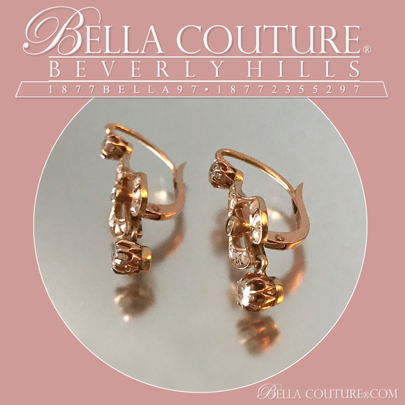 SOLD! - (ANTIQUE) Rare Gorgeous Victorian French Rose Cut & Old Mine Cut 2CT Diamond 18KT / 18K Gold Dangle Drop Earrings - Fine Jewelry (One of a Kind)