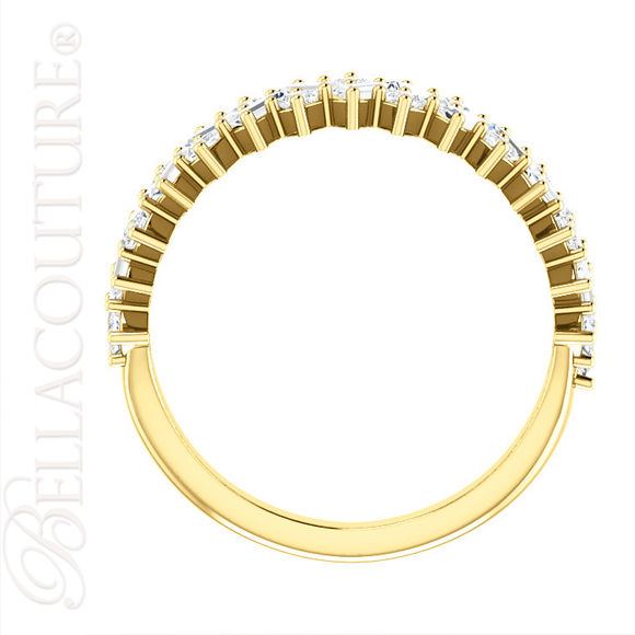 (NEW) BELLA COUTURE ® BALISIMMA 14K Yellow Gold Baguette & Princess Cut 1CT Diamond Eternity Pave Set Ring Band (The Perfect Anniversary Gift!)