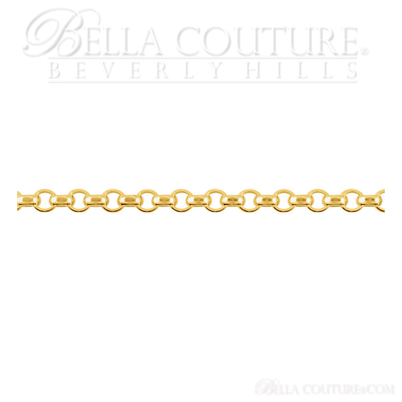 (NEW) BELLA COUTURE DEANA Gorgeous 14K Yellow 2.5mm Wide Rolo Link Charm Necklace (16" Inch)