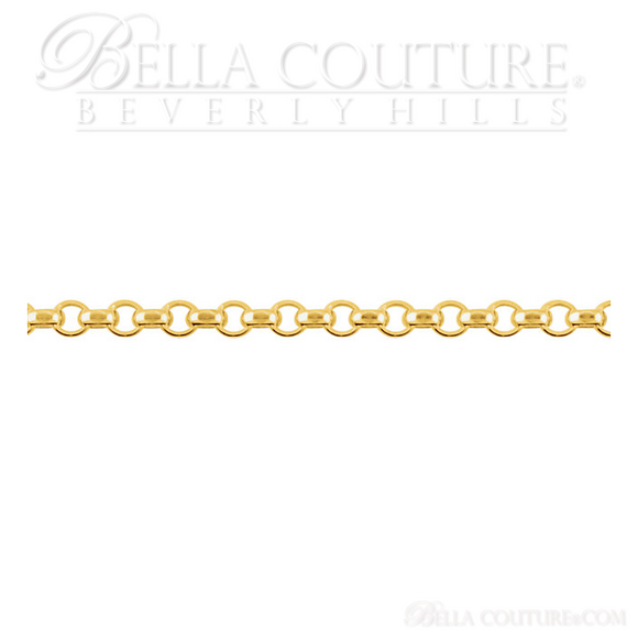 (NEW) BELLA COUTURE DEANA Gorgeous 14K Yellow 2.5mm Wide Rolo Link Charm Necklace (18" Inch)