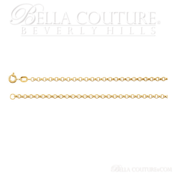 (NEW) BELLA COUTURE DEANA Gorgeous 14K Yellow 2.5mm Wide Rolo Link Charm Necklace (24" Inch)
