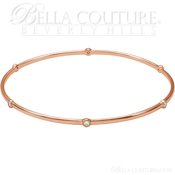 (NEW) BELLA COUTURE ELEGANTE' Gorgeous 6 Diamond 14K White Gold Bezel Bangle Bracelet (1/2 CT. TW.) 8"