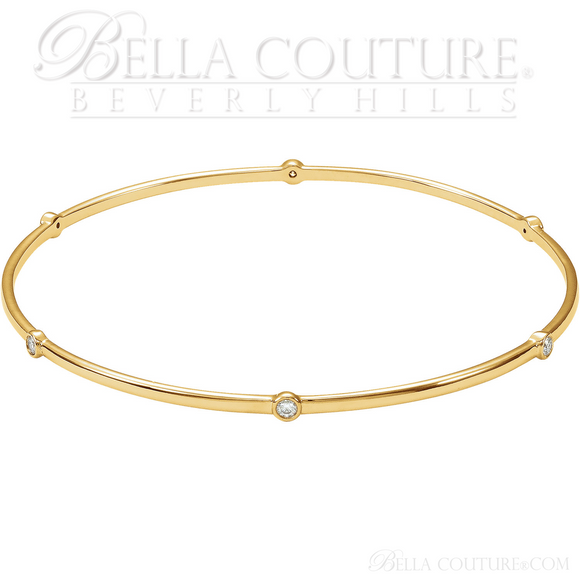 (NEW) BELLA COUTURE ELEGANTE' Gorgeous 6 Diamond 14K White Gold Bezel Bangle Bracelet (1/2 CT. TW.) 8"