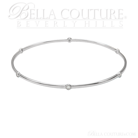 (NEW) BELLA COUTURE ELEGANTE' Gorgeous 6 Diamond 14K Yellow Gold Bezel Bangle Bracelet (1/2 CT. TW.) 8"