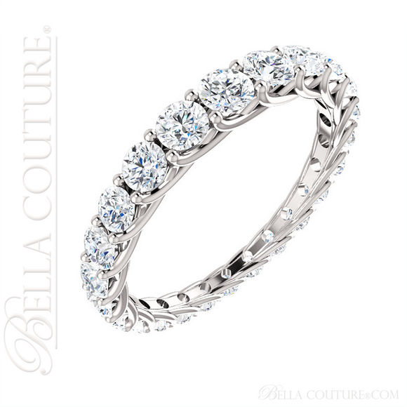 (NEW) BELLA COUTURE® Le CASCADE Fine Graduated Diamond Prong Set 14K White Gold Ring Band (1.50 CT. TW.)
