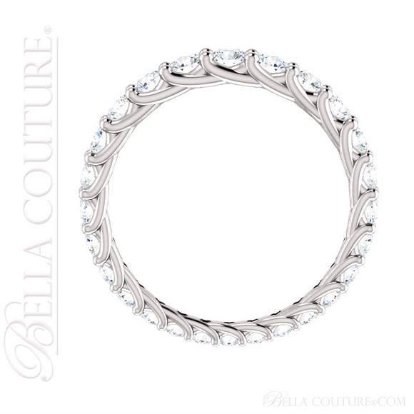 (NEW) BELLA COUTURE® Le CASCADE Fine Graduated Diamond Prong Set 14K White Gold Ring Band (1.50 CT. TW.)
