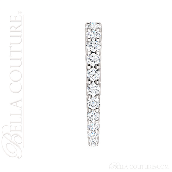(NEW) BELLA COUTURE® Le CASCADE Fine Graduated Diamond Prong Set 14K White Gold Ring Band (1.50 CT. TW.)
