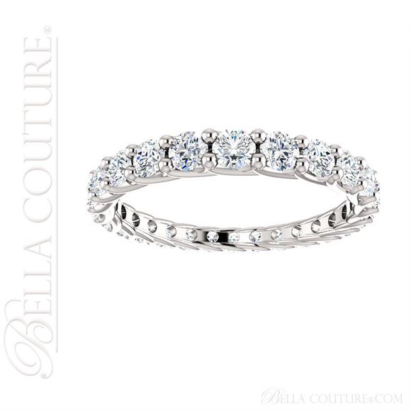 (NEW) BELLA COUTURE® Le CASCADE Fine Graduated Diamond Prong Set 14K White Gold Ring Band (1.50 CT. TW.)