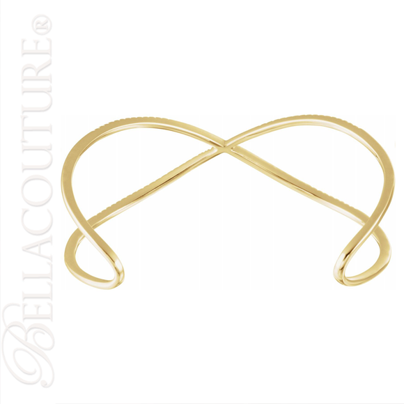 JANE BORDEAUX® TRIPPL X COLLECTION CRISS-CROSS ADJUSTABLE FINE PAVE' DIAMOND 14K YELLOW GOLD CUFF BRACELET (1.20 CT. TW.) 7" INCHES