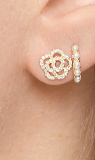 LIZBETT 14K Rose Gold Pearl Huggie Hoop Earrings By JANE BORDEAUX ® - PETITE PEARL COLLECTION