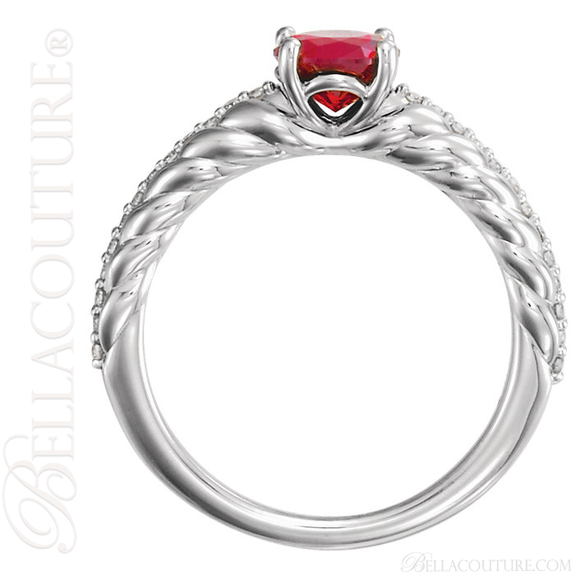 (NEW) BELLA COUTURE® ANALICIA Fine 1/8CTW Diamond Mozambique Garnet 14K White Gold Ring