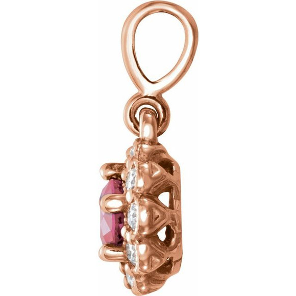 (NEW) BELLA COUTURE BELLA Fine Elegant Diamond Natural Blue Sapphire Gemstone Halo 14K Rose Gold Dangle Drop Pendant
