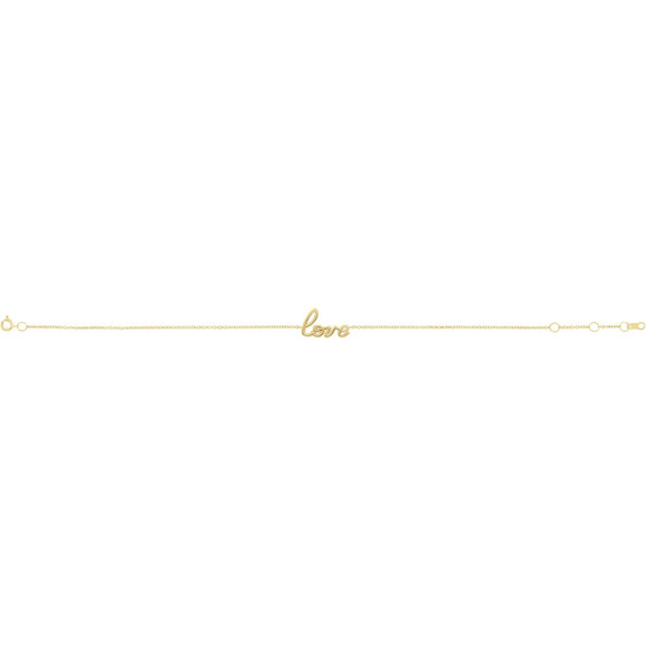 (NEW) BELLA COUTURE Love Collection 14K Yellow Gold Script Chain Bracelet (7.5", 7", 6.5" Adjustable Length)