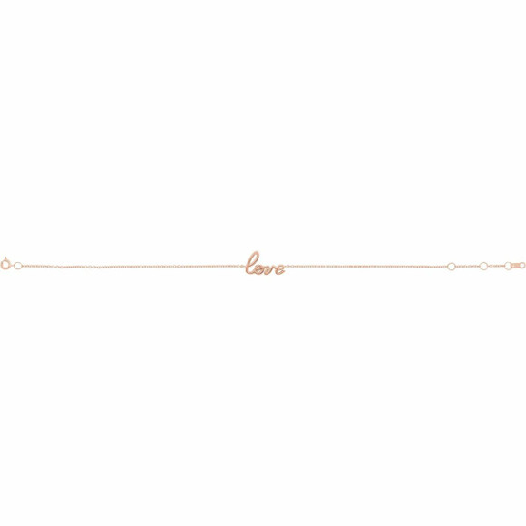 (NEW) BELLA COUTURE Love Collection 14K Rose Gold Script Chain Bracelet (7.5", 7", 6.5" Adjustable Length)