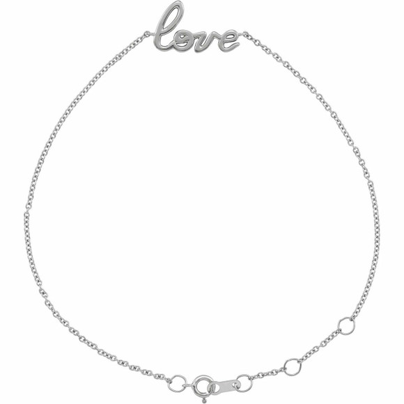 (NEW) BELLA COUTURE Love Collection 14K Rose Gold Script Chain Bracelet (7.5", 7", 6.5" Adjustable Length)