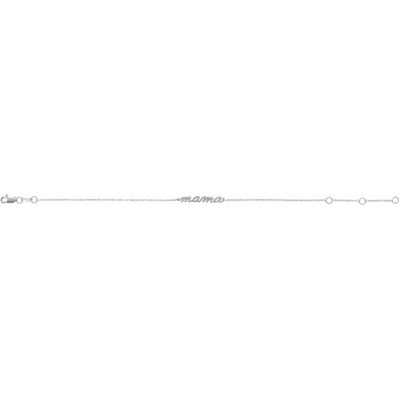 (NEW) BELLA COUTURE Family Collection Mama Sterling Silver Script Chain Bracelet (7.5", 7", 6.5" Adjustable Length)