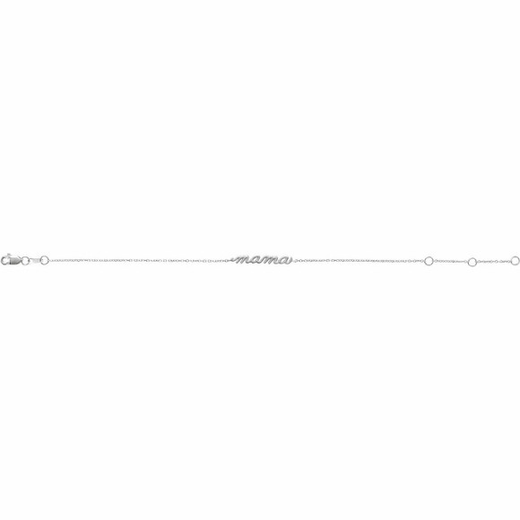 (NEW) BELLA COUTURE Family & Friends Collection Mama 14K White Gold Script Chain Bracelet (7.5", 7", 6.5" Adjustable Length)