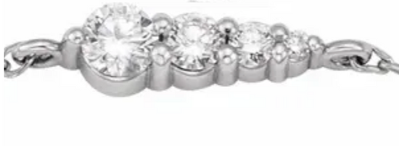 (NEW) BELLA COUTURE Jessie Graduated 1/10 CT Diamond 14K White Gold Charm Bracelet (7.5", 7", 6.5" Adjustable Length)