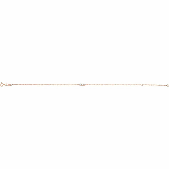 (NEW) BELLA COUTURE Jessie Graduated 1/10 CT Diamond 14K Rose Gold Charm Bracelet (7.5", 7", 6.5" Adjustable Length)