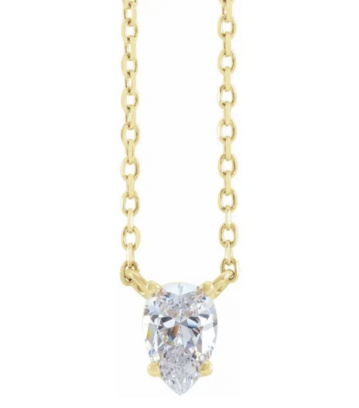 (NEW) BELLA COUTURE Solaria Solitaire Fine Diamond 14K Rose Gold Dangle Drop Pendant Chain Necklace (18", 16", Adjustable Length)