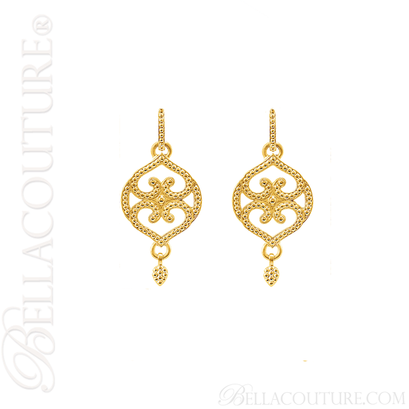 (NEW) BELLA COUTURE ETRUSCAN COLLECTION Fine Elegant 18K White Gold Dangle Drop Earrings