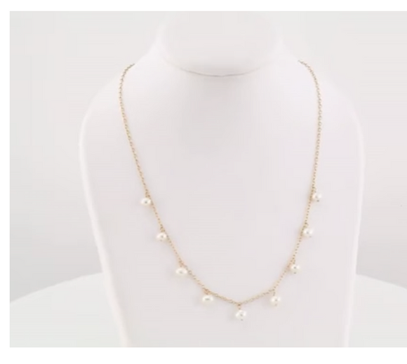 (NEW) BELLA COUTURE BERKIN 9 MM Natural Cultured Pearl 14K Yellow Gold Dangle Drop Pendant Necklace (18" Length)