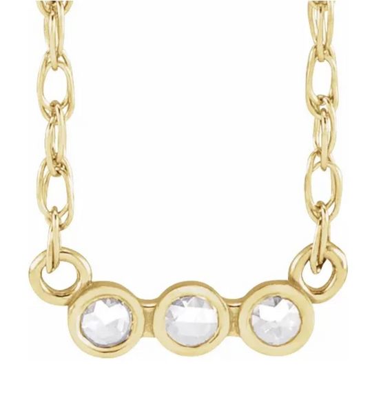 (NEW) BELLA COUTURE VICTORIANA Antique Rose Cut .04 Diamond 14K Yellow Gold Pendant Chain Necklace 18"