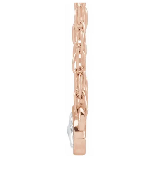 (NEW) BELLA COUTURE VICTORIANA Antique Rose Cut .06 Diamond 14K Rose Gold Pendant Chain Necklace 18"