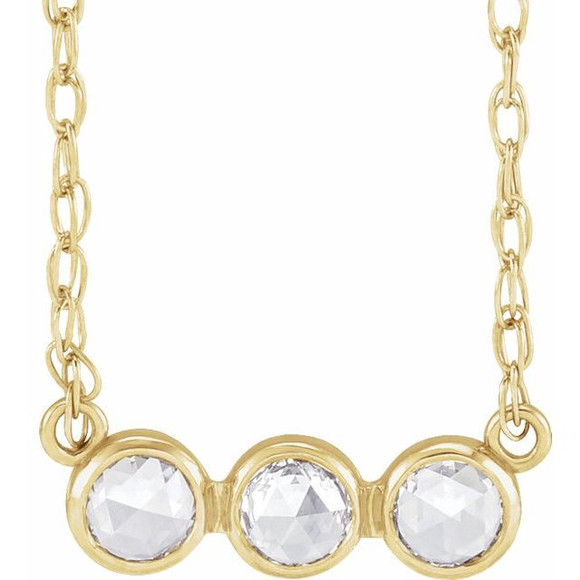 (NEW) BELLA COUTURE VICTORIANA Antique Rose Cut 1/5 CT Diamond 14K Yellow Gold Pendant Chain Necklace 18"